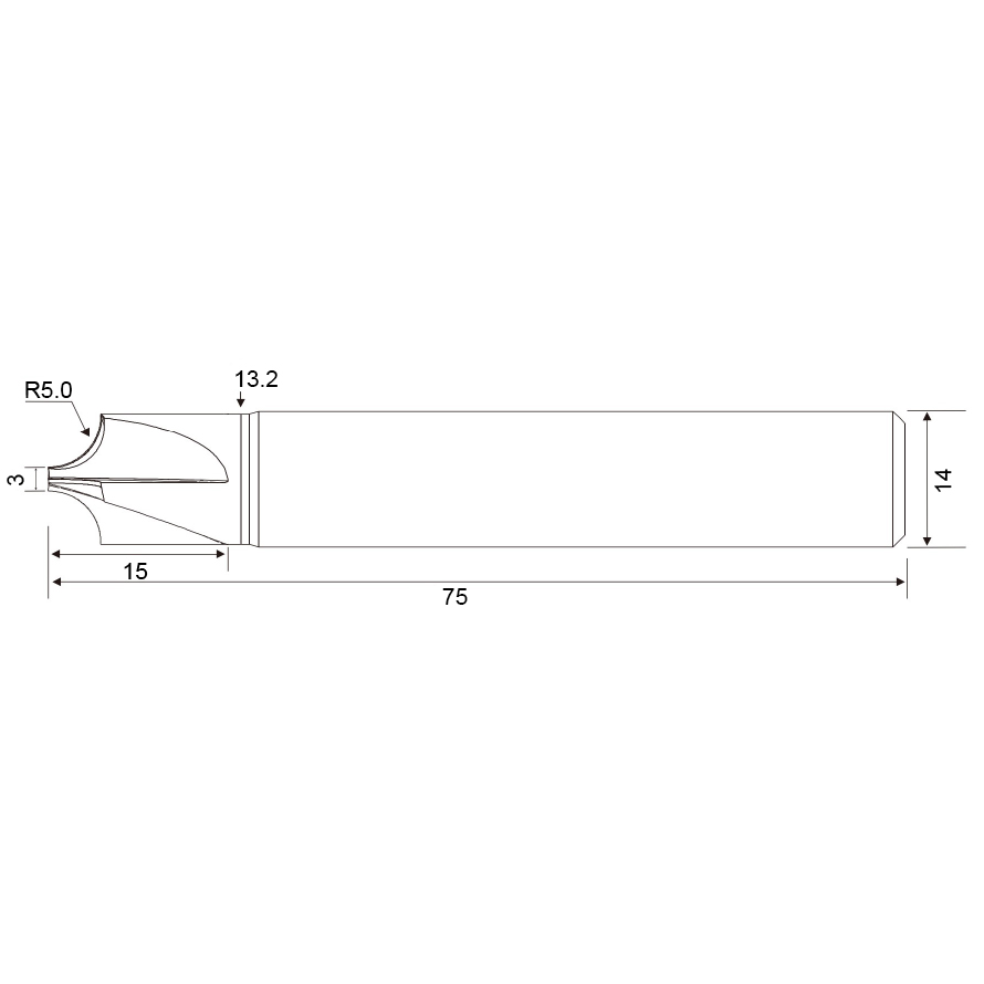 Фото 2: D3хL75 R=5.0 4F TiSiN фреза галтельная IRR-R5.0 Geefun