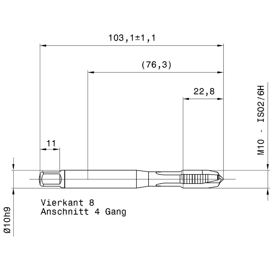 5736 10.000 схема метчика машинного m с размерами