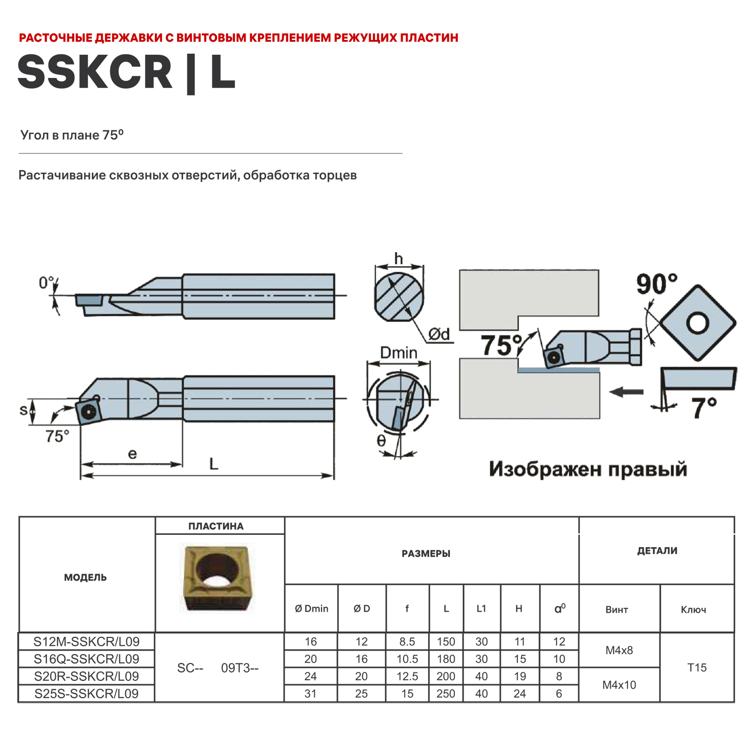 Фото 3: S16Q-SSKCR09 державка для внутреннего точения DESKAR