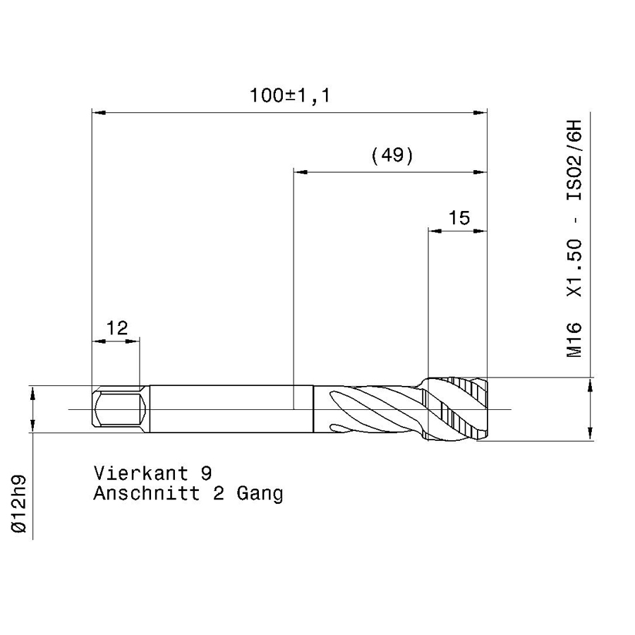 5740 16.007 схема метчика машинного m с размерами