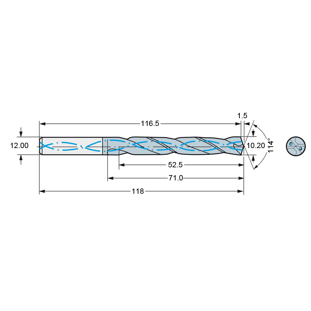 460.1-1020-051a1-xm gc34 схема твердосплавного сверла с размерами