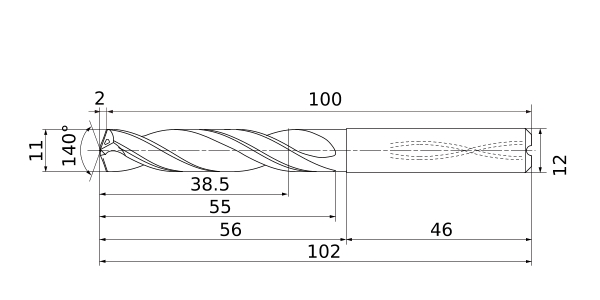 Фото 4: MPS1-1100S-DIN-C DP1021 сверло твердосплавное под СОЖ 