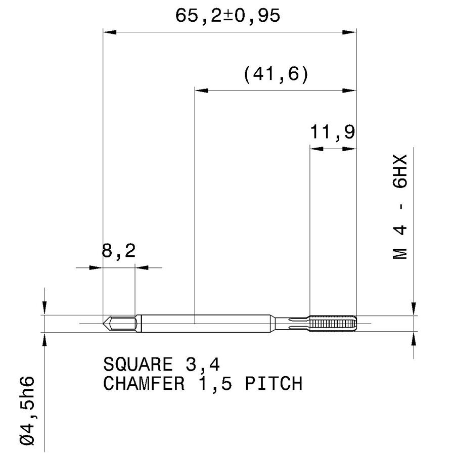 4494 4.000 m4 схема метчика машинного m с размерами