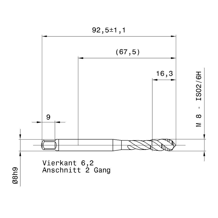 5591 8.000 m8 схема метчика машинного m с размерами
