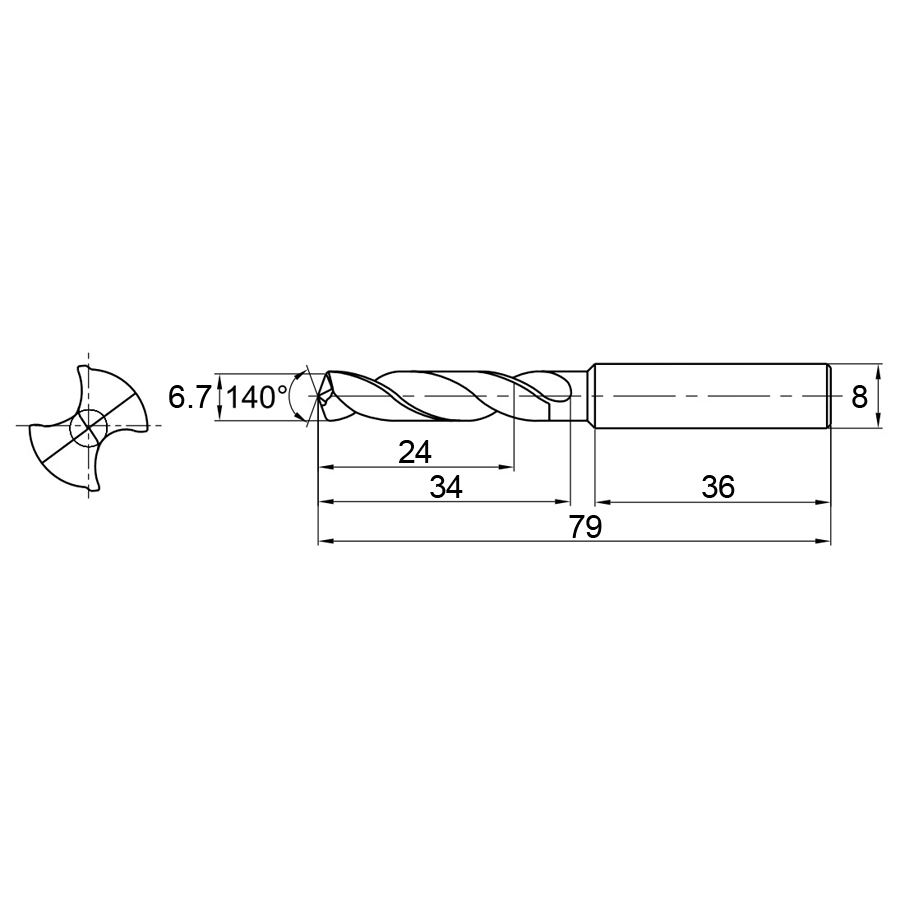 1534su03-0670 kdg303 схема твердосплавного сверла с размерами