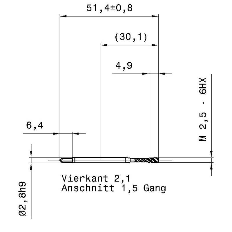 4630 2.500 m2.5 схема метчика машинного m с размерами
