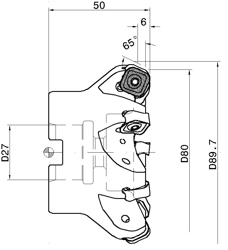 Фото 2: S865 FSN D080-07-27-R13 фреза со сменными пластинами