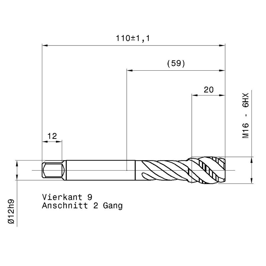 4670 16.000 m16 схема метчика машинного m с размерами