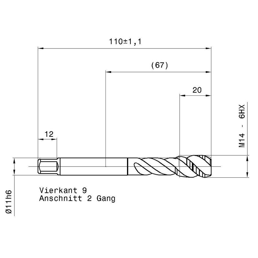4634 14.000 m14 схема метчика машинного m с размерами