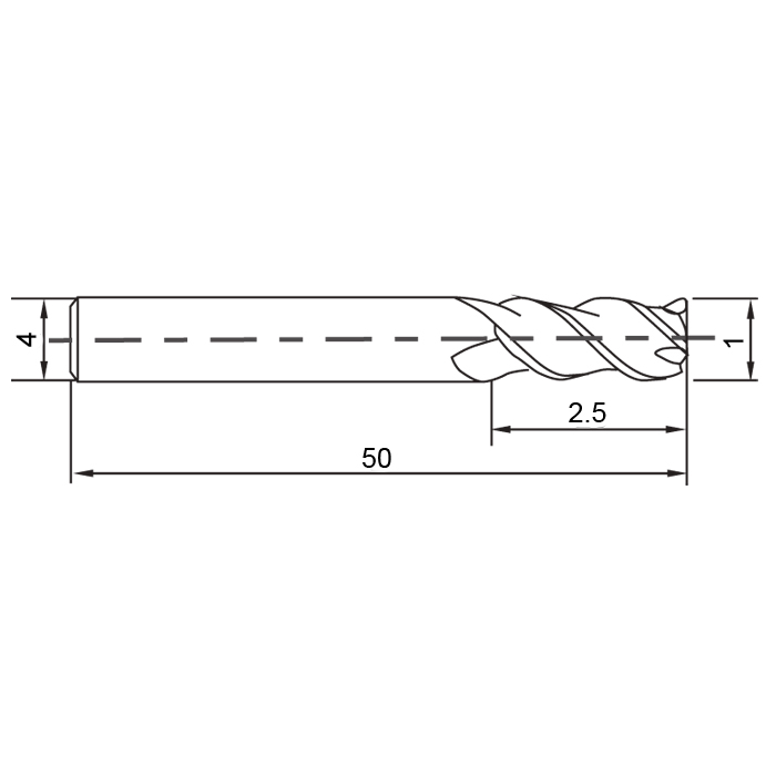 Фото 2: MS010S-50-4F-2.5D фреза концевая