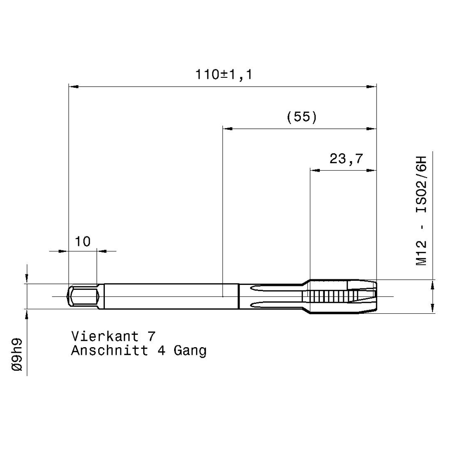 5597 12.000 m12 схема метчика машинного m с размерами