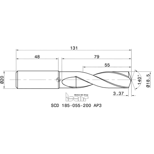 Фото 2: SCD 185-055-200 AP3 cверло твердосплавное
