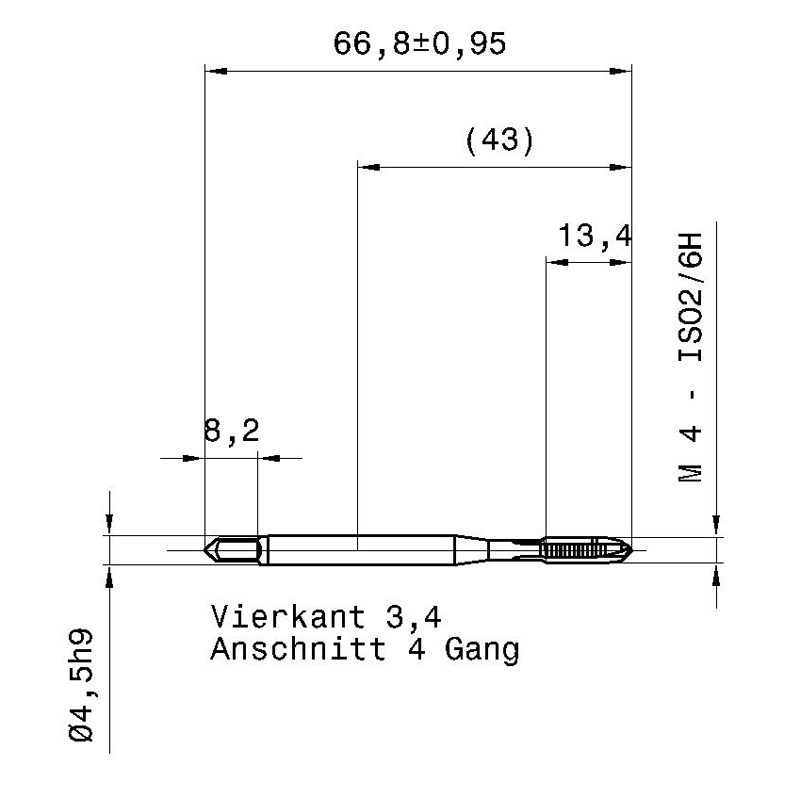 5590 4.000 m4 схема метчика машинного m с размерами