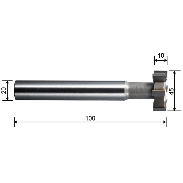 Фото 2: 45х10 ц/х z=8 ВК30 (YG8) фреза Т-образная для пазов сегментных шпонок Deskar