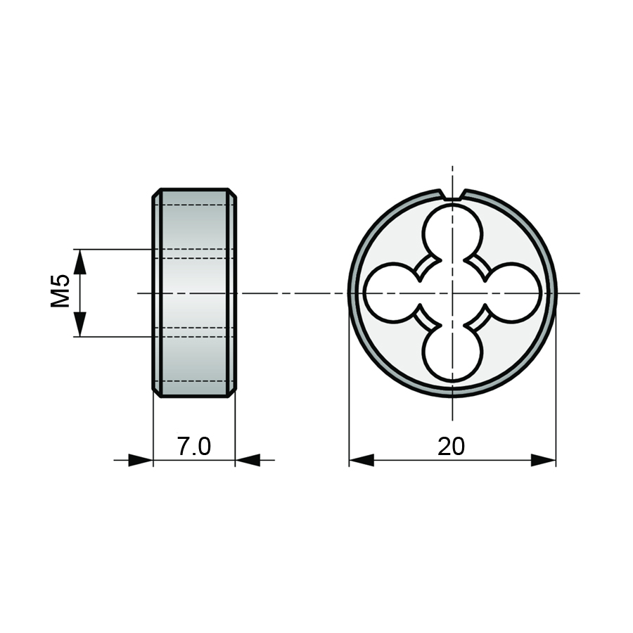 схема плашки метрической 140300 m5