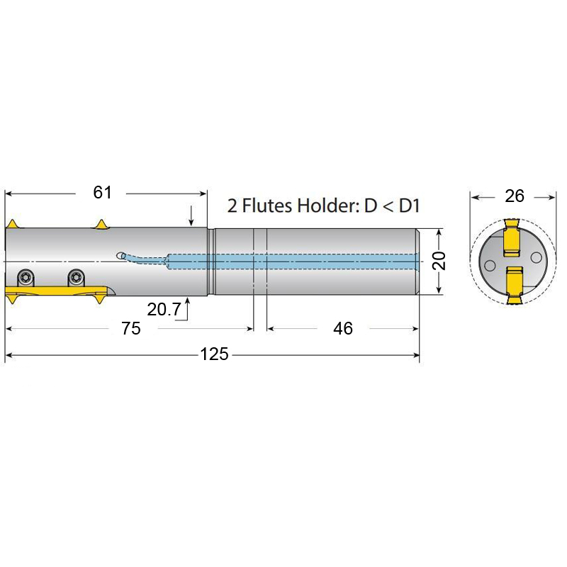 Фото 2: RTMOC20C26-75B2 фреза резьбовая