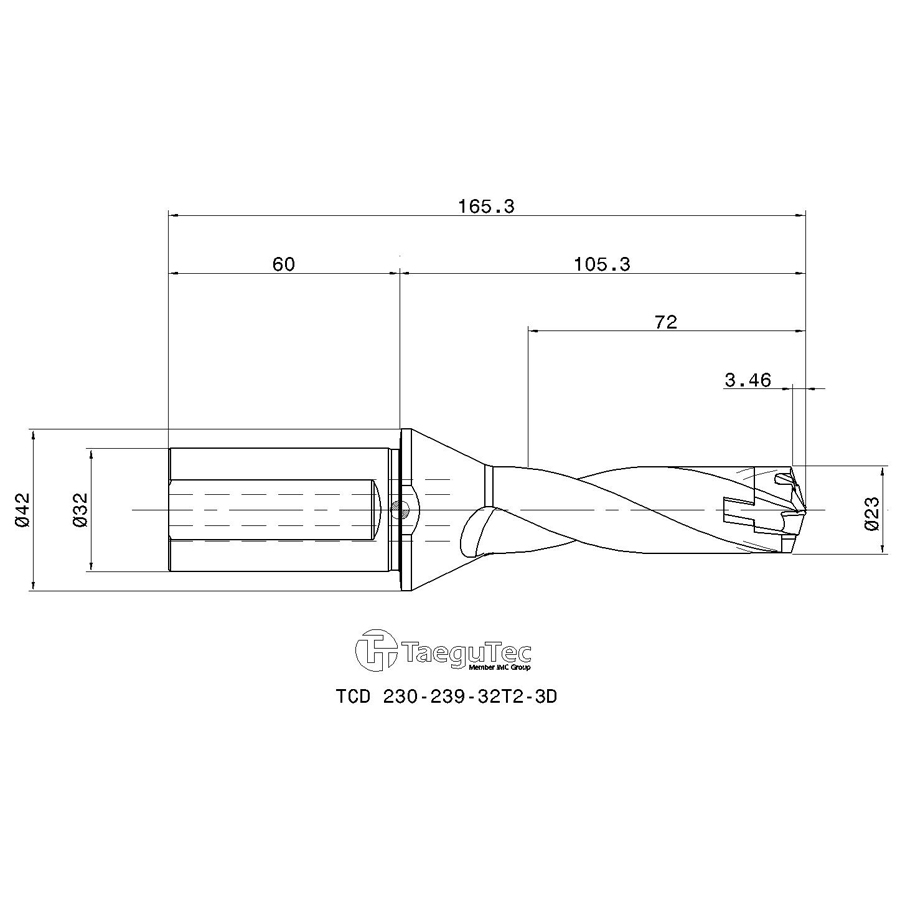 tcd 230-239-32t2-3d схема корпуса сверла для пластин с размерами