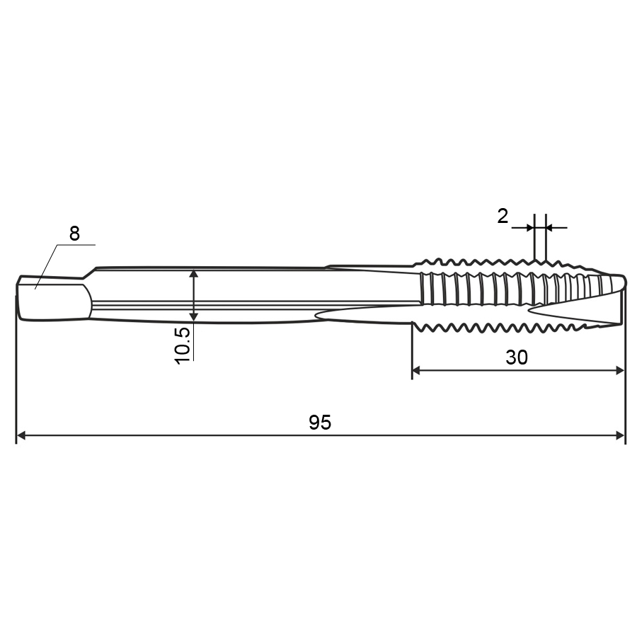 Фото 2: Метчик м/р 14,0х2,0 кл.2 HSS-V inox TiN скв. ZUMO, арт: V302020202140000