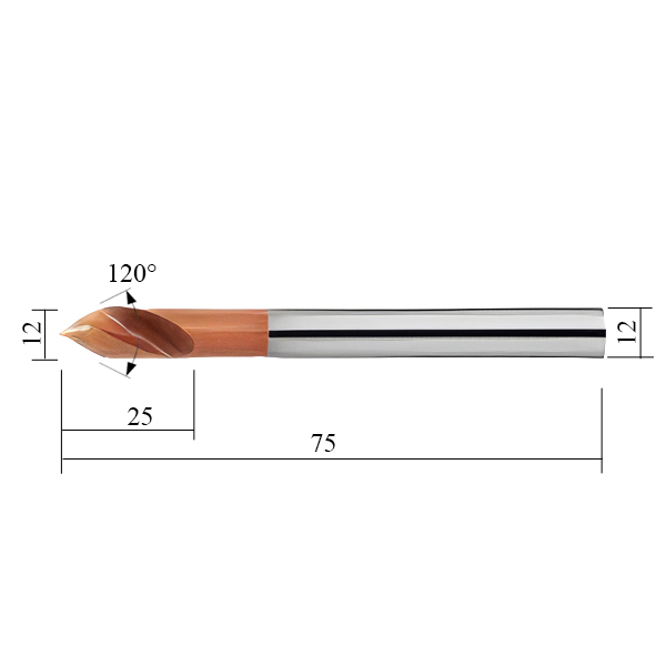 Фото 2: 12x25x12x75 120° TiN VHM LBC1225121DT120 сверло центровочное твердосплавное