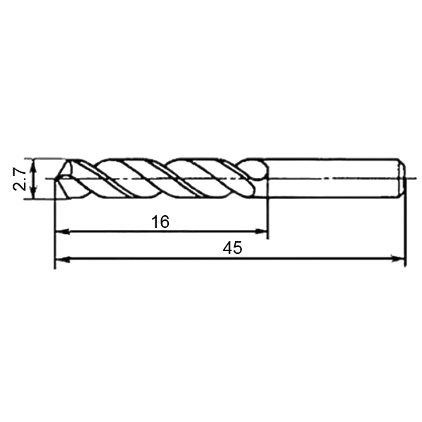 Фото 2: 2.7х16х45мм cверло цельное твердосплавное (pz)