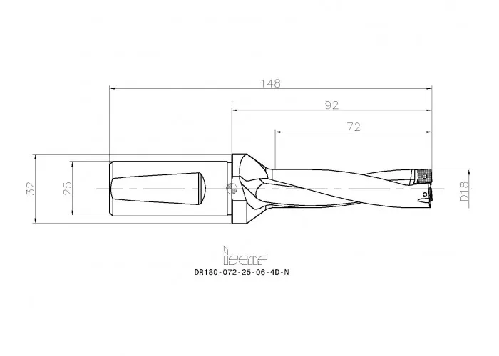 Фото 2: DR180-072-25-06-4D-N корпусное сверло под пластину