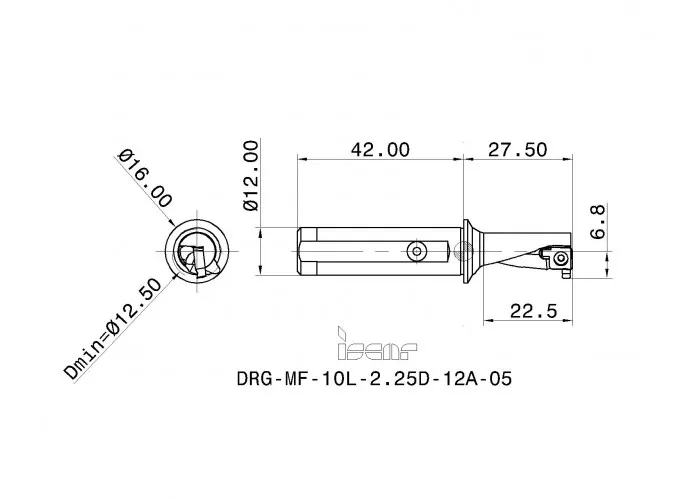 Фото 2: DRG-MF-10L 2.25D-12A-05 корпусное сверло под пластину