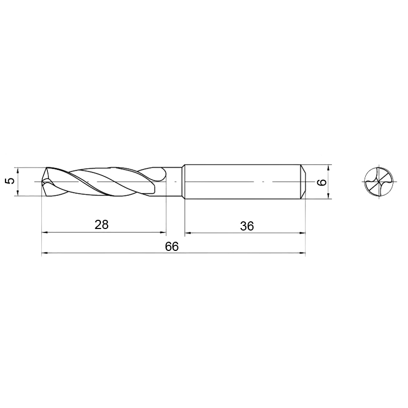 Фото 2: 5.0мм твердосплавное 3D без подвода СОЖ SP-N800030500 VHM cверло (z)