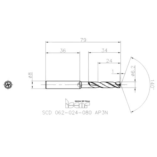 Фото 2: SCD 062-024-080 AP3N cверло твердосплавное