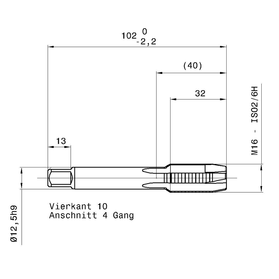 4034 16.000 m16х2 схема с размерами метчик машинный m
