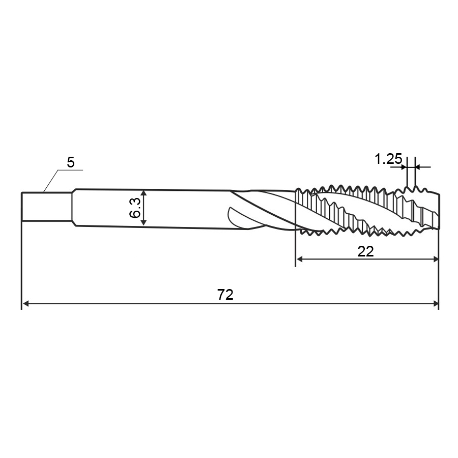 Фото 2:  8,0х1,25 кл.2 HSS-V TiN винт. гл. метчик м/р метчик м/р ZUMO, арт: V301010302080000