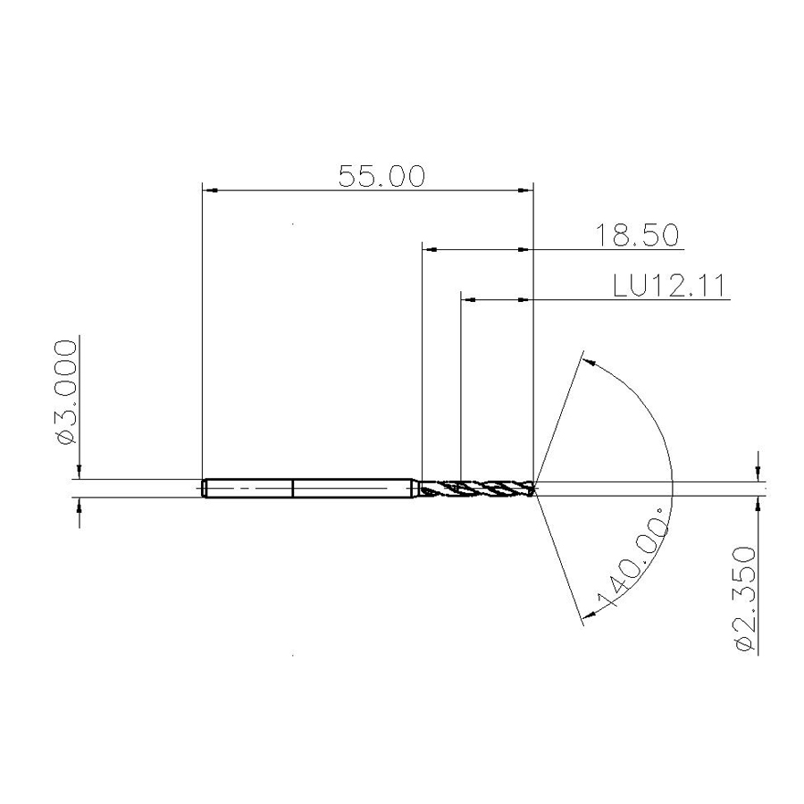 DSM0235G05 YH180 сверло твердосплавное - фотография 2 dsm0235g05 yh180 схема твердосплавного сверла с размерами