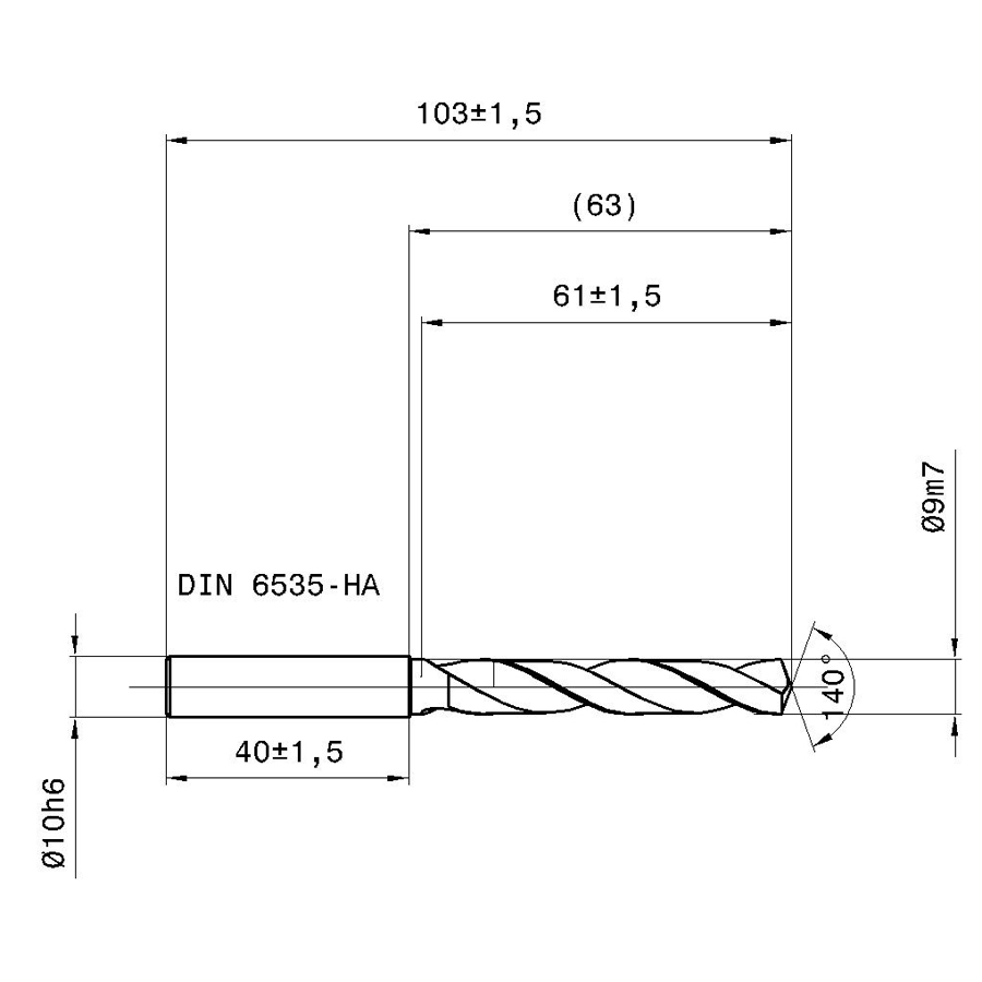 5515-9,000 схема твердосплавного сверла с размерами