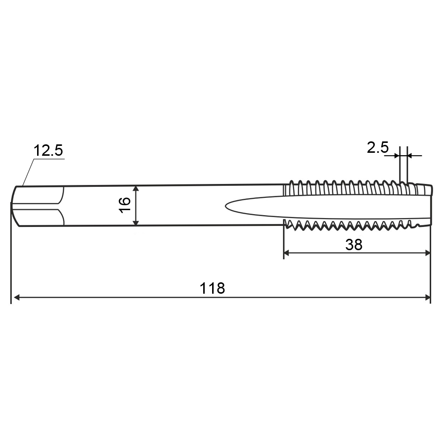 Фото 2: Метчик м/р 22,0х2,5 кл.2 HSS-V скв. ZUMO, арт: V301010101220000