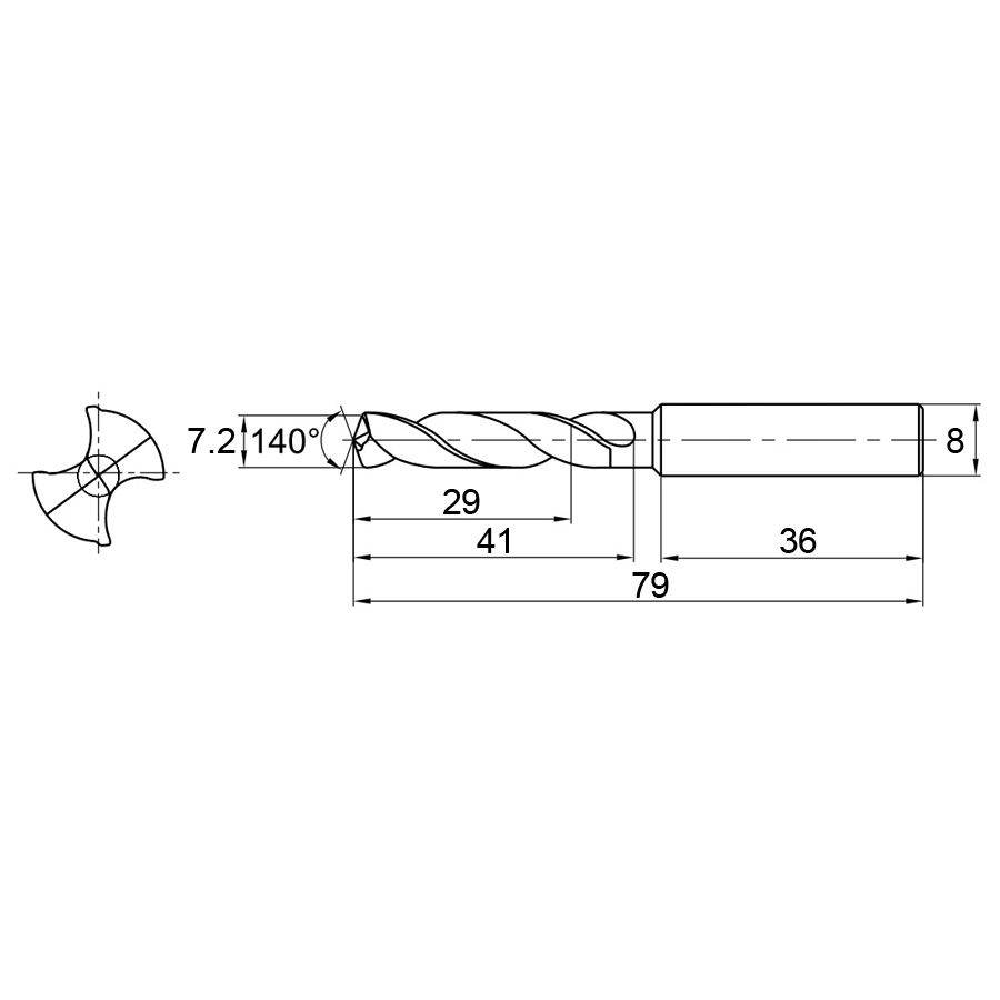 1534SU03-0720 KDG303 cверло твердосплавное  - фотография 2 1534su03-0720 kdg303 схема твердосплавного сверла с размерами