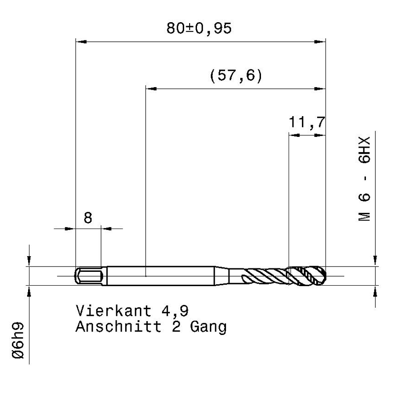 4670 6.000 m6 схема метчика машинного m с размерами