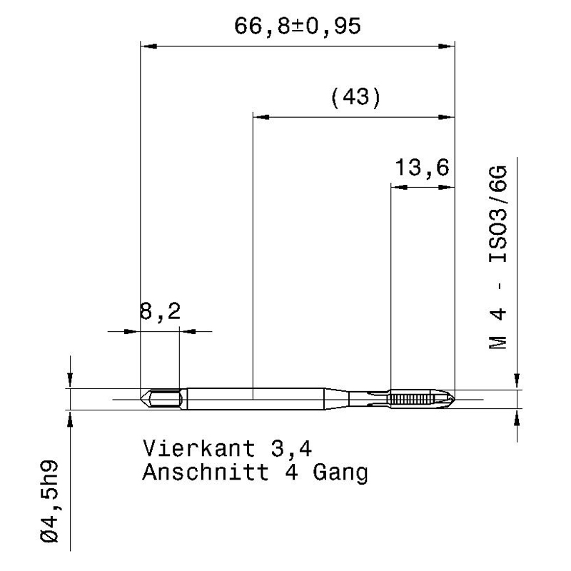5719 4.000 m4 схема метчика машинного m с размерами