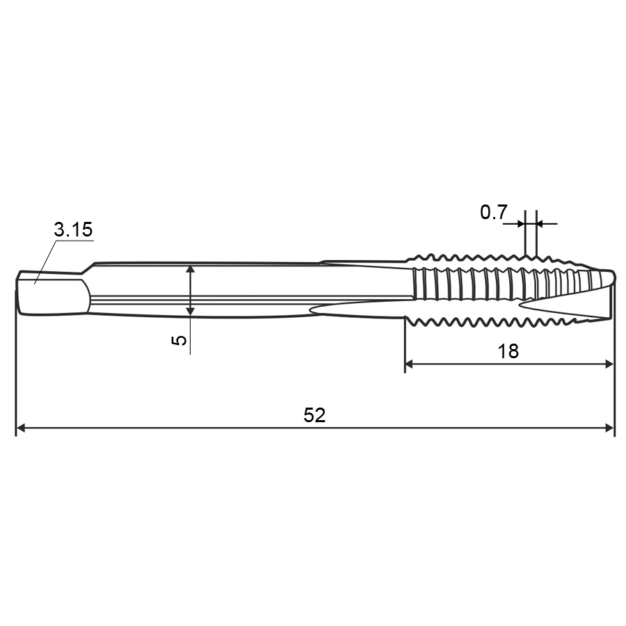 Метчик м/р 4,0х0,7 кл.2 HSS-V inox TiN скв. ZUMO, арт: V302020202040000 - фотография 2 Фото 2: Метчик м/р 4,0х0,7 кл.2 HSS-V inox TiN скв. ZUMO, арт: V302020202040000