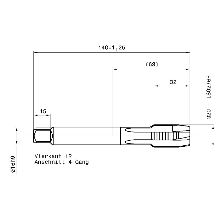 5716 20.000 m20 схема метчика машинного m с размерами