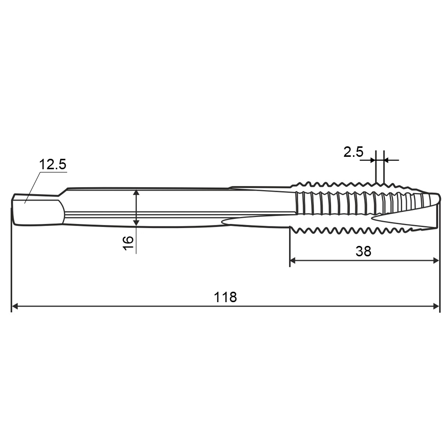 Фото 2:  22,0х2,5 кл.2 HSS-V inox TiN скв. метчик м/р ZUMO, арт: V302020202220000