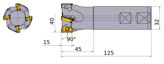 Фото 2: APX4000R404WA32SA фреза со сменными пластинами
