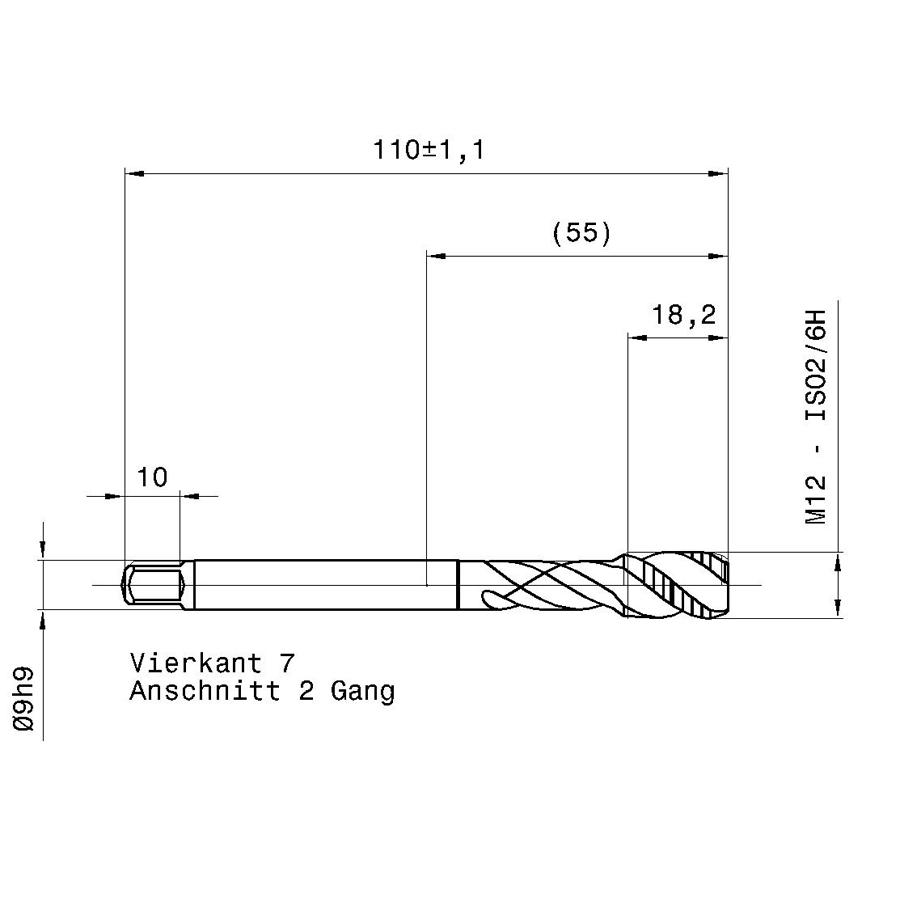 5555 12.000 m12 схема метчика машинного m с размерами