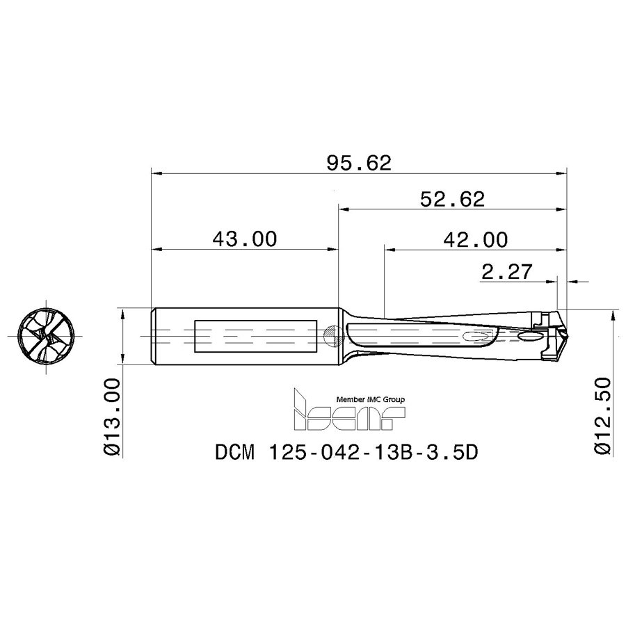 dcm 125-042-13b-3.5d схема корпуса сверла для пластин с размерами