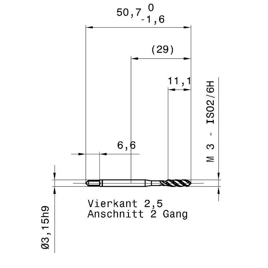 4036 3.000 m3х0,5 схема с размерами метчик машинный m