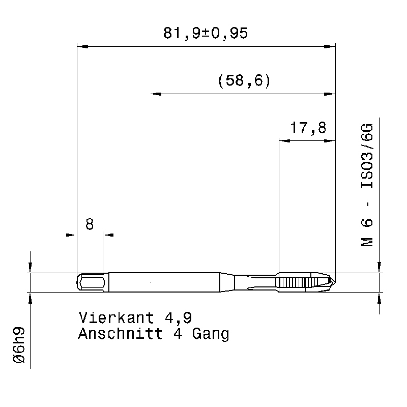 Фото 2: Метчик машинный M6x1 2710 6.000