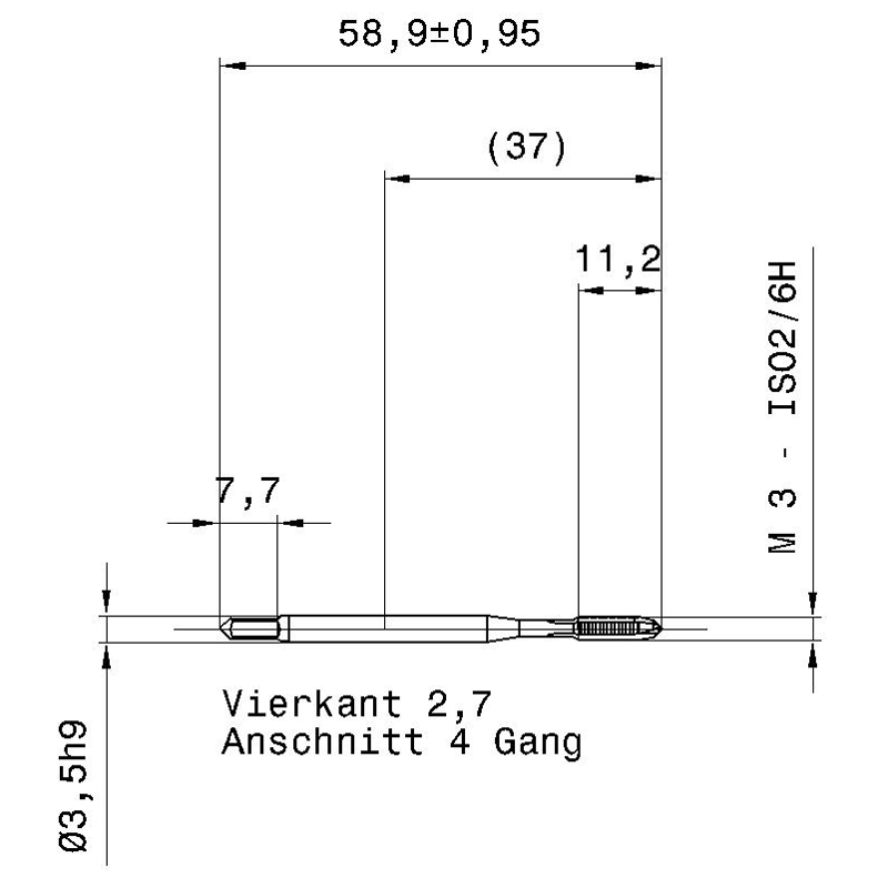 5560 3.000 m3 схема метчика машинного m с размерами