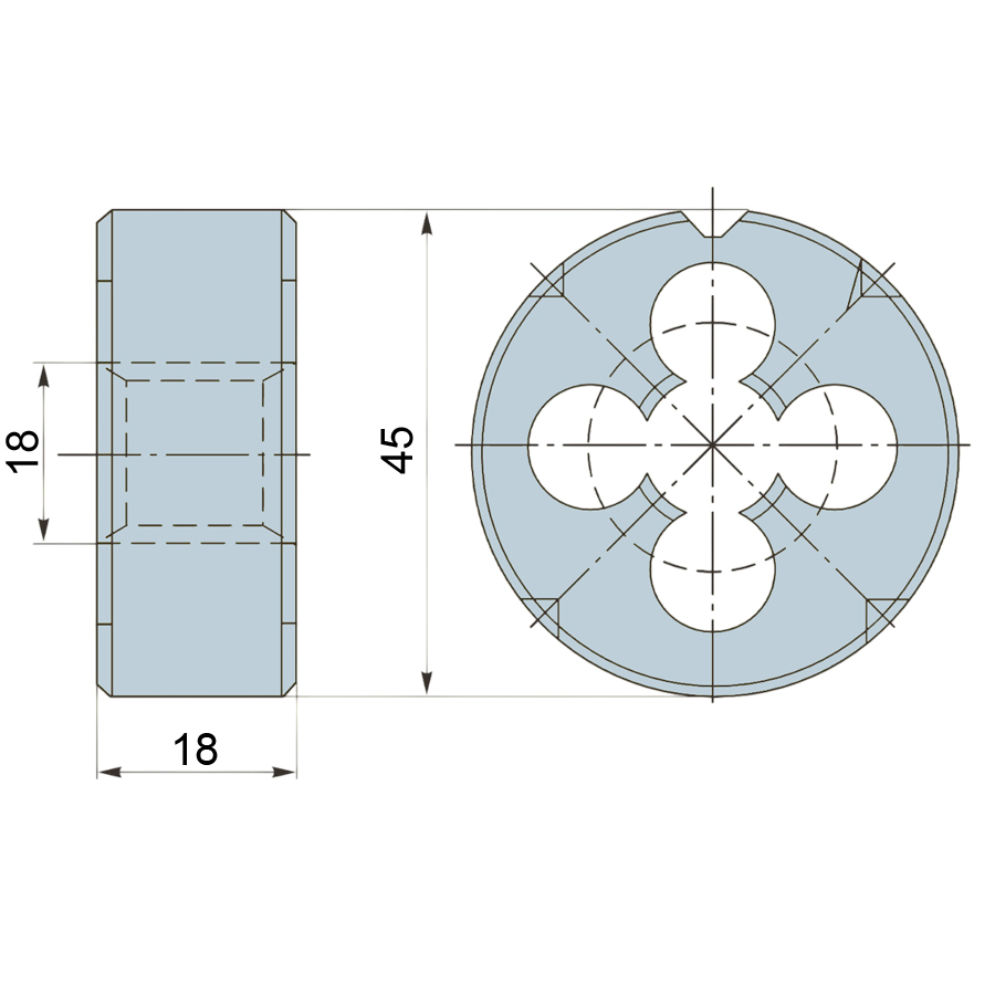 Фото 2: М18,0х2,5 P6M5K5/M35 ГОСТ 9740-71 плашка с кобальтом (Z) Qtool