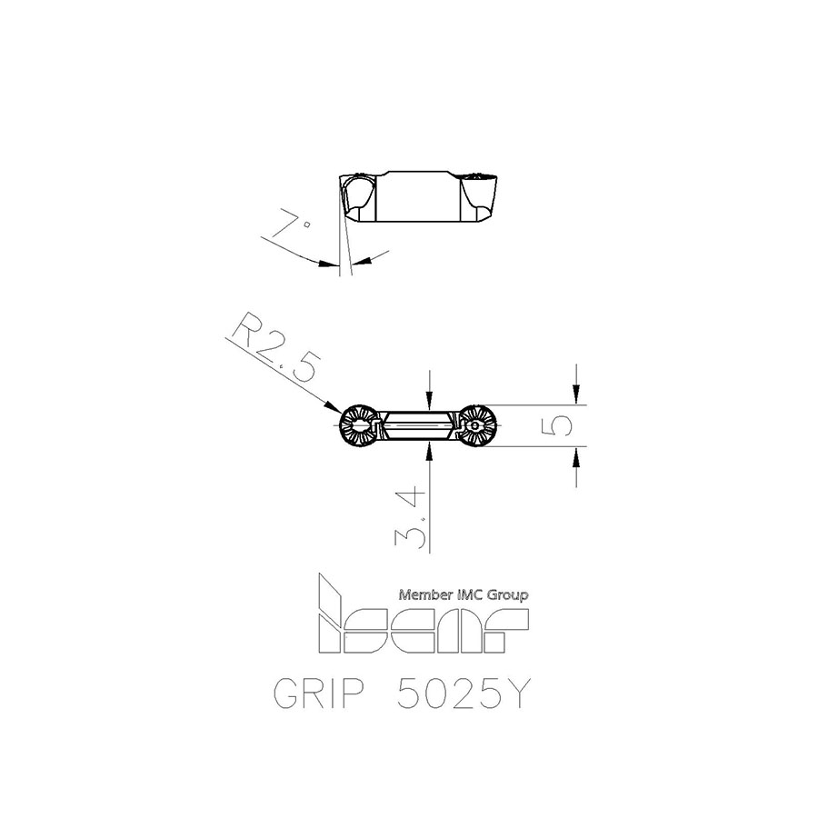 GRIP 5025Y IC808 отрезная, канавочная пластина - фотография 2 Фото 2: GRIP 5025Y IC808 отрезная, канавочная пластина