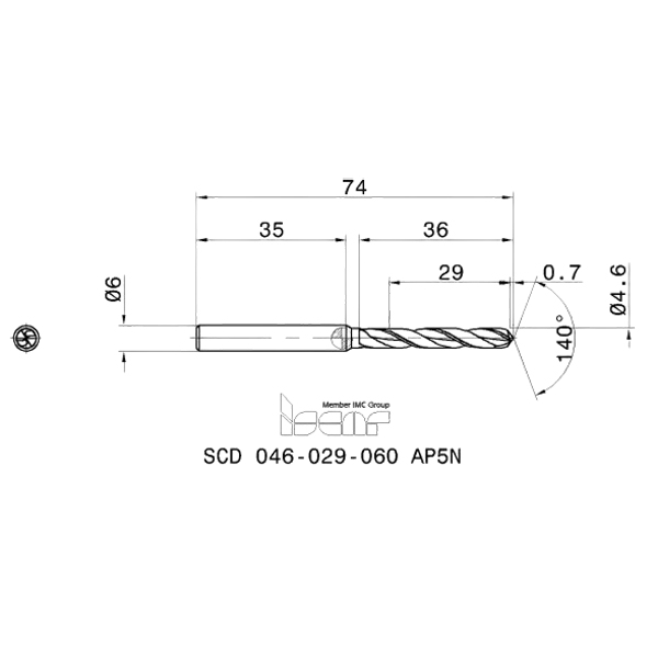 Фото 2: SCD 046-029-060 AP5N cверло твердосплавное