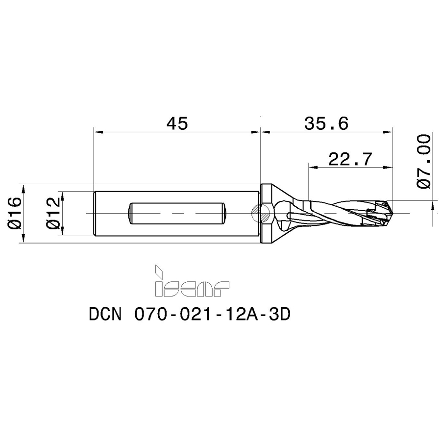 dcn 070-021-12a-3d схема корпуса сверла для пластин с размерами