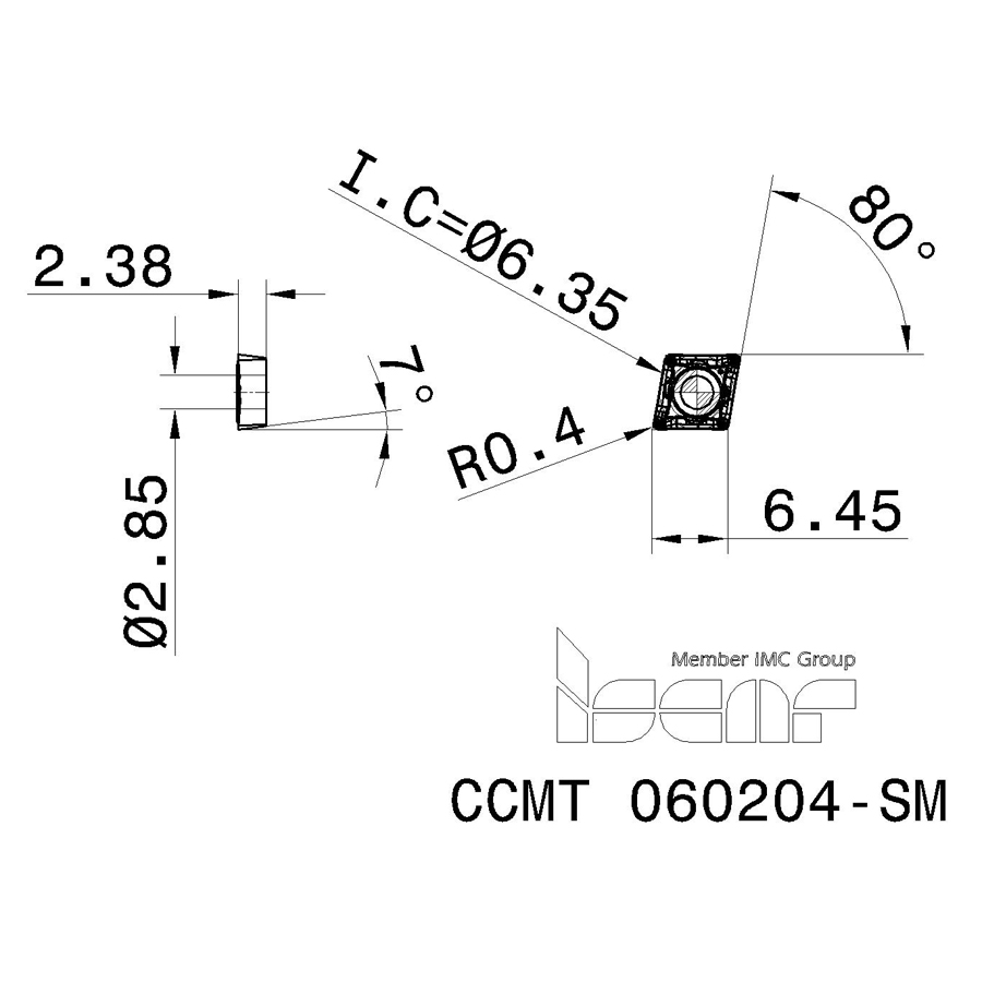 Фото 2: CCMT 060204 SM IC8250 пластина для точения